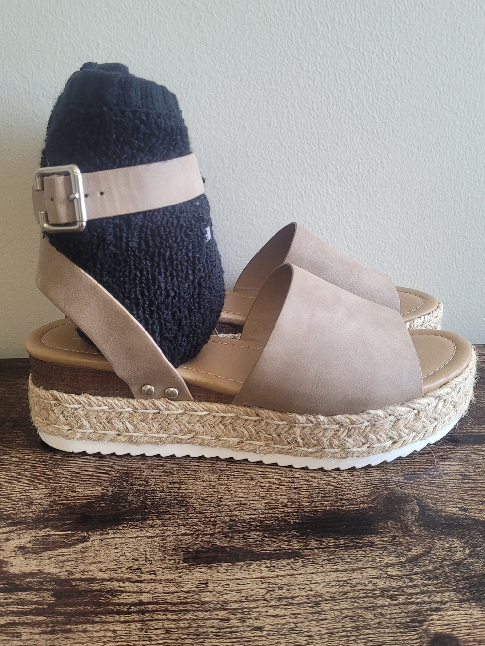 Soda Beige Platform Espadrille Sandals